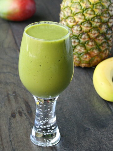 tropical matcha smoothie in a glass