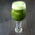 Glass of matcha green tea with ice