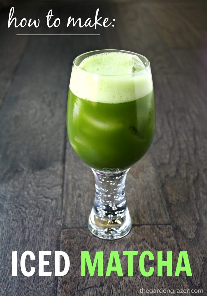 Iced matcha green tea in a glass