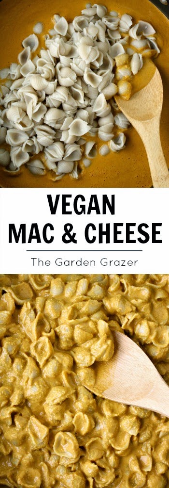 Vegan mac and cheese photo collage