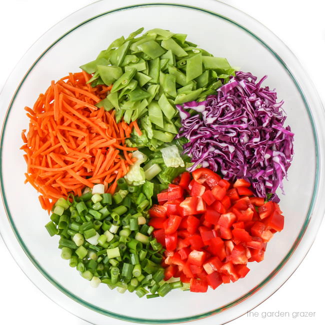 ingredients for Asian Chopped Salad in a bowl