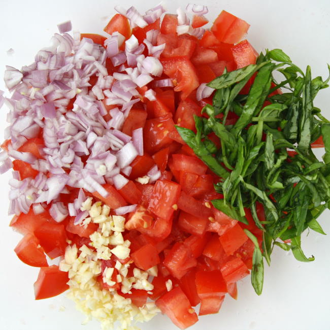 Ingredients in a bowl for pasta