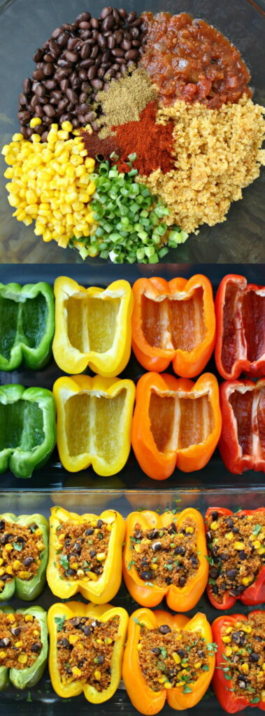 Quinoa stuffed pepper photo collage