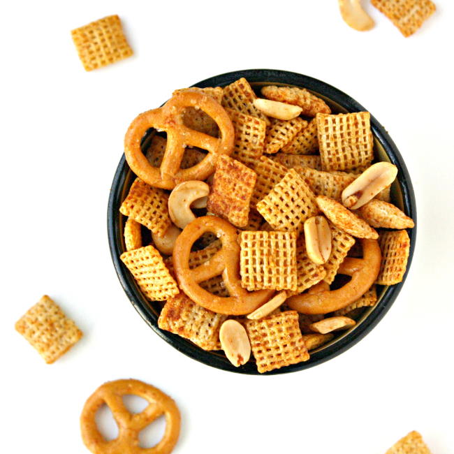 Small bowl of chex mix