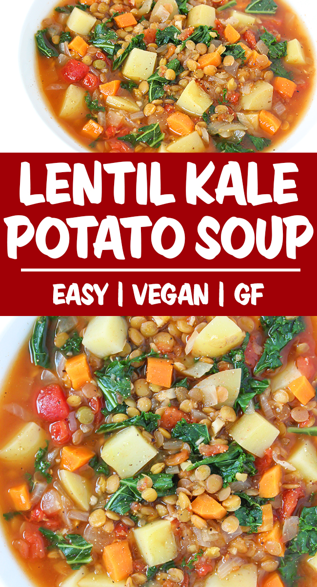 Lentil kale potato soup photo collage