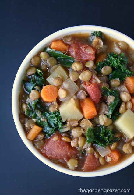 Bowl of Lentil Kale Potato Soup