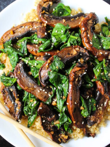 Sauteed spinach and Portobello mushrooms cover photo