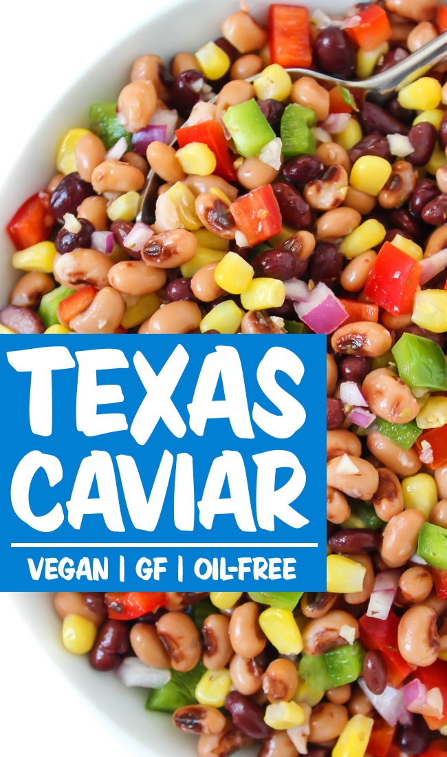 healthy vegan Texas Caviar photo collage
