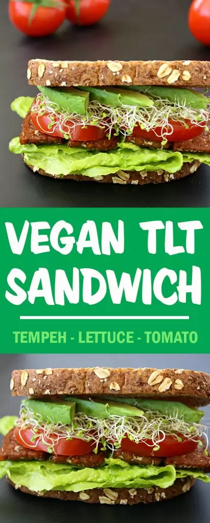  Collage de photos de sandwich au tempeh végétalien