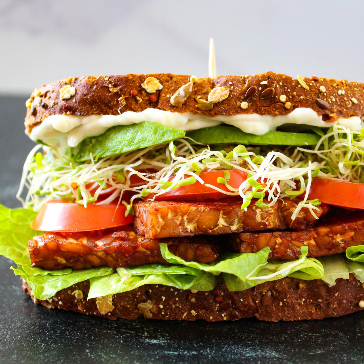 TLT Sandwich with Tempeh Bacon - The Garden Grazer