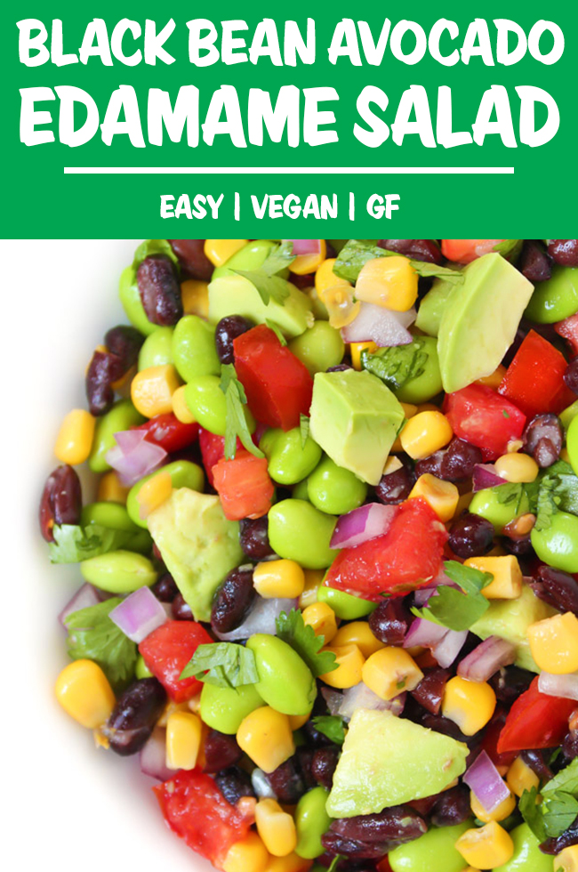 Vegan avocado edamame salad in a bowl