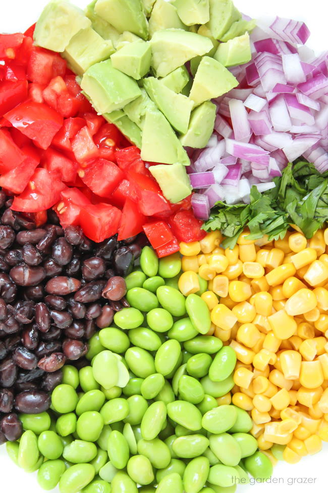 Fresh ingredients for salad in a bowl