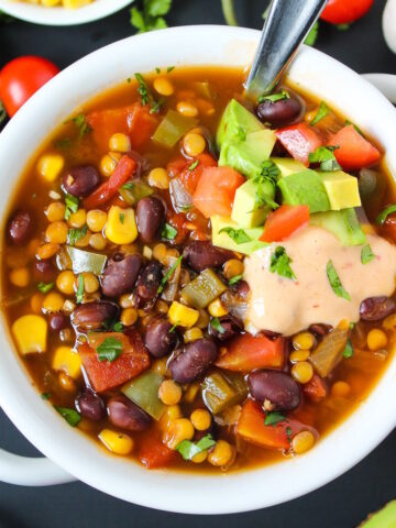 Vegan lentil taco soup cover photo