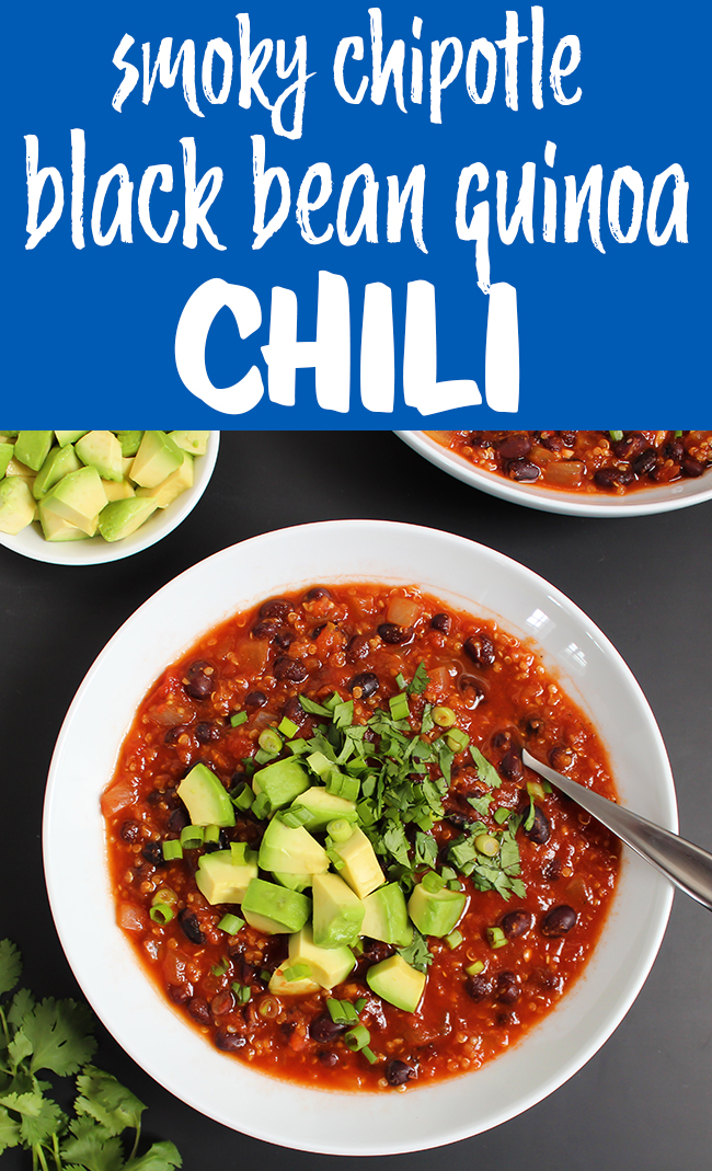 Vegan chipotle black bean chili in a bowl