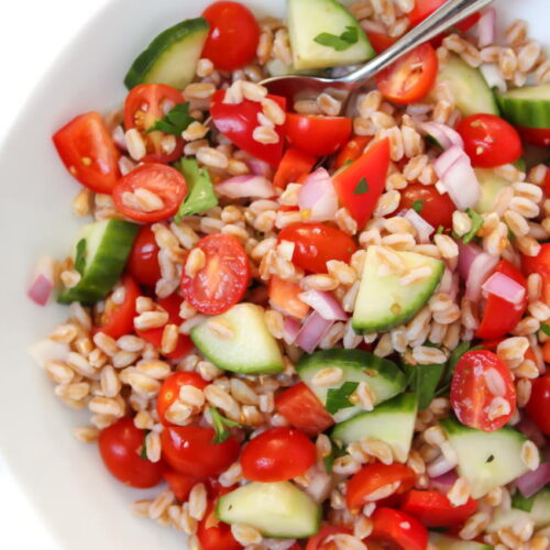 Greek Farro Salad with Vinegar Dressing (Vegan) The Garden Grazer