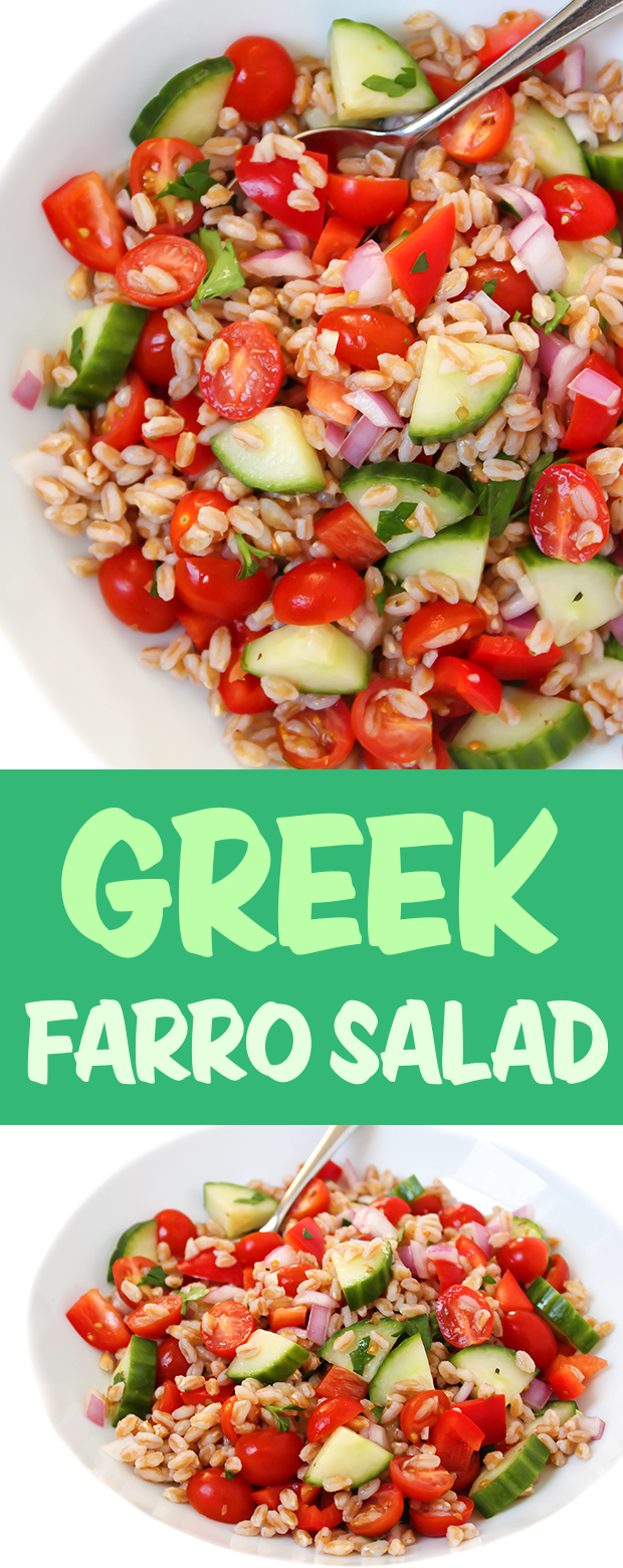 Vegan Greek Farro Salad photo collage
