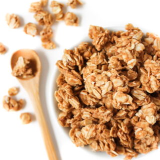 Small bowl with peanut butter granola crumbles