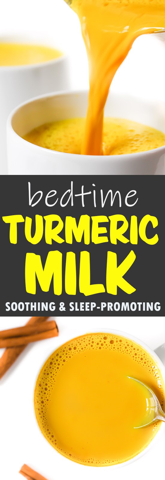 photo collage of bedtime turmeric milk