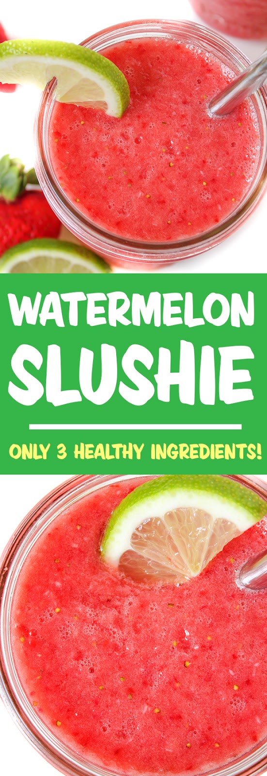 photo collage of watermelon slushie