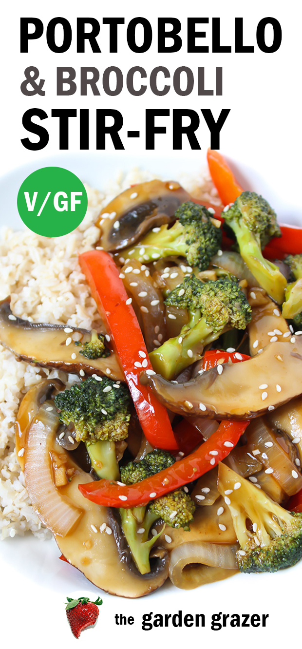 Vegan portobello mushroom stir fry with bell pepper