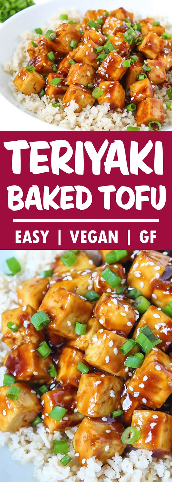 photo collage of teriyaki baked tofu