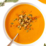 Bowl of Butternut Squash Soup with spoon
