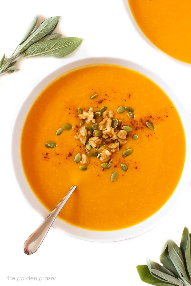 Bowl of Butternut Squash Soup with spoon