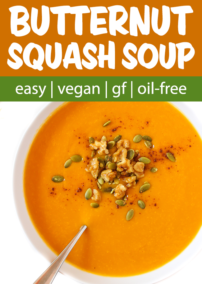 vegan butternut squash soup photo collage