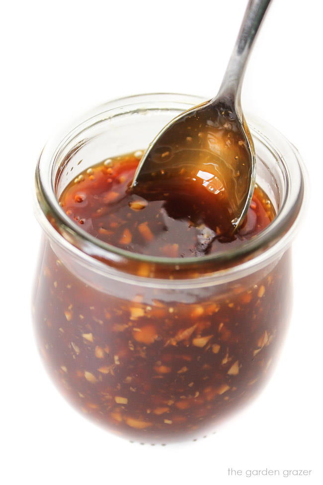 Easy homemade vegan teriyaki sauce in a jar