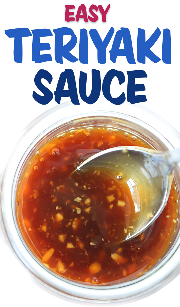 Vegan teriyaki sauce in a jar with spoon
