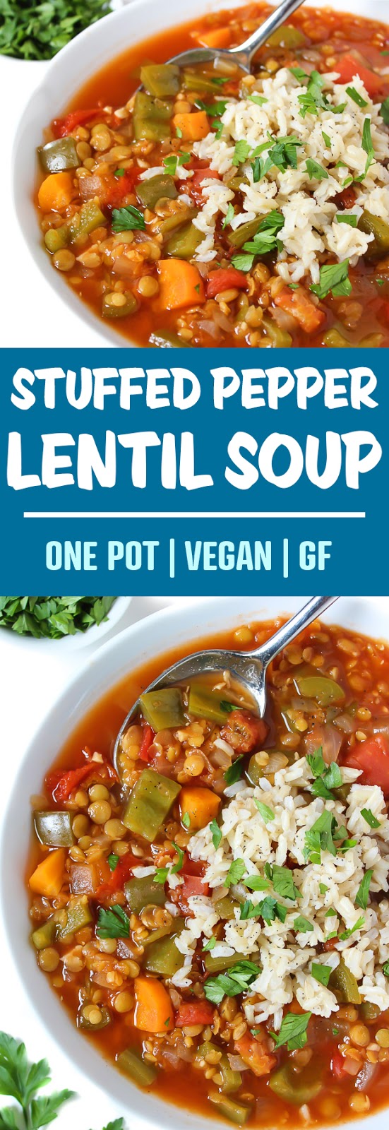 Lentil Stuffed Pepper Soup (Vegan!) | The Garden Grazer