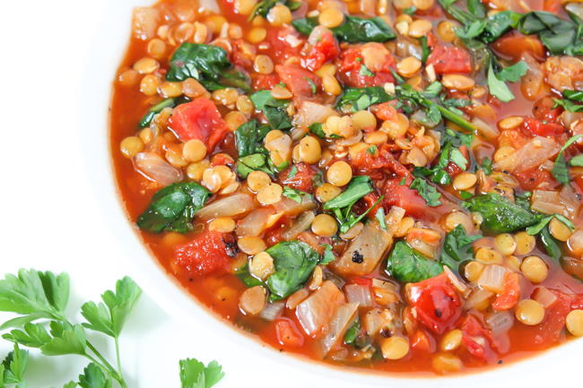 Tomato Lentil Soup in a bowl