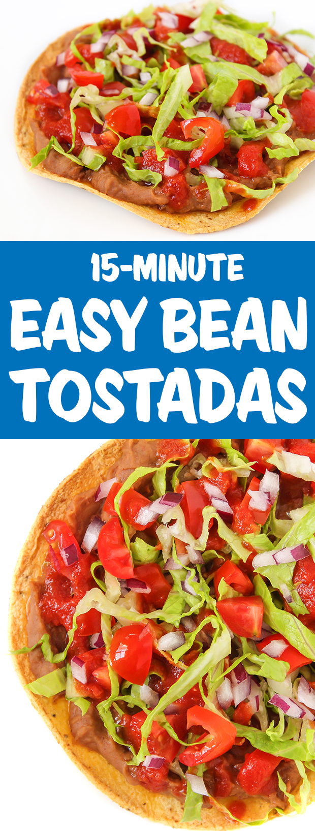 Vegan bean tostada photo collage