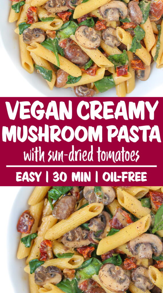 Creamy mushroom pasta photo collage