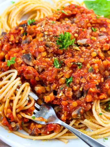 Vegan lentil Bolognese cover photo