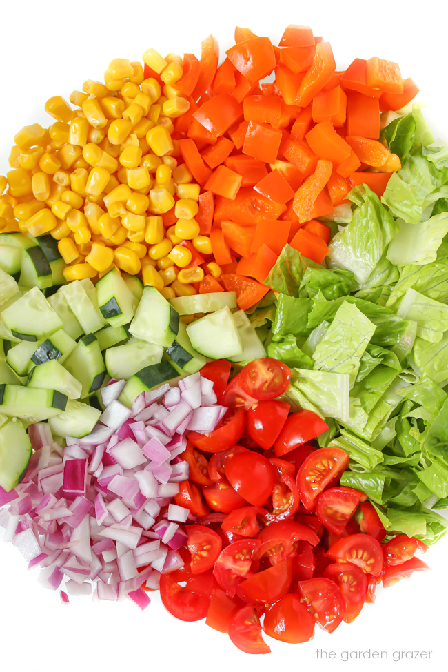 Chopped ingredients for summer salad in a bowl