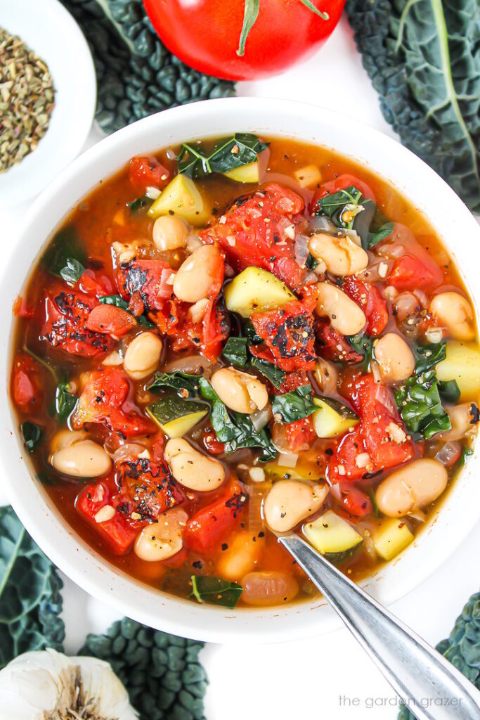 White Bean Tomato Soup with Kale (Easy!) - The Garden Grazer