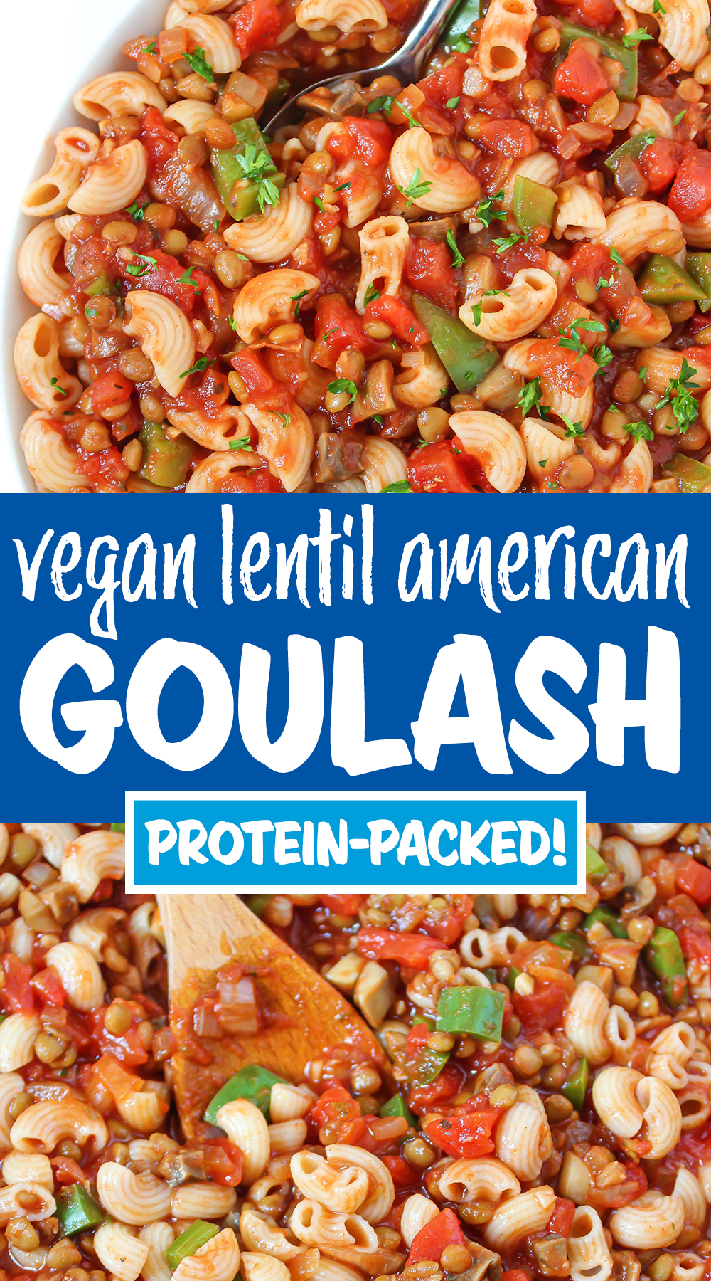 vegan lentil american goulash photo collage