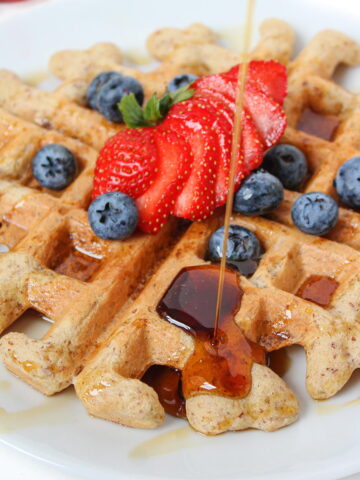 Vegan gluten free waffles with syrup