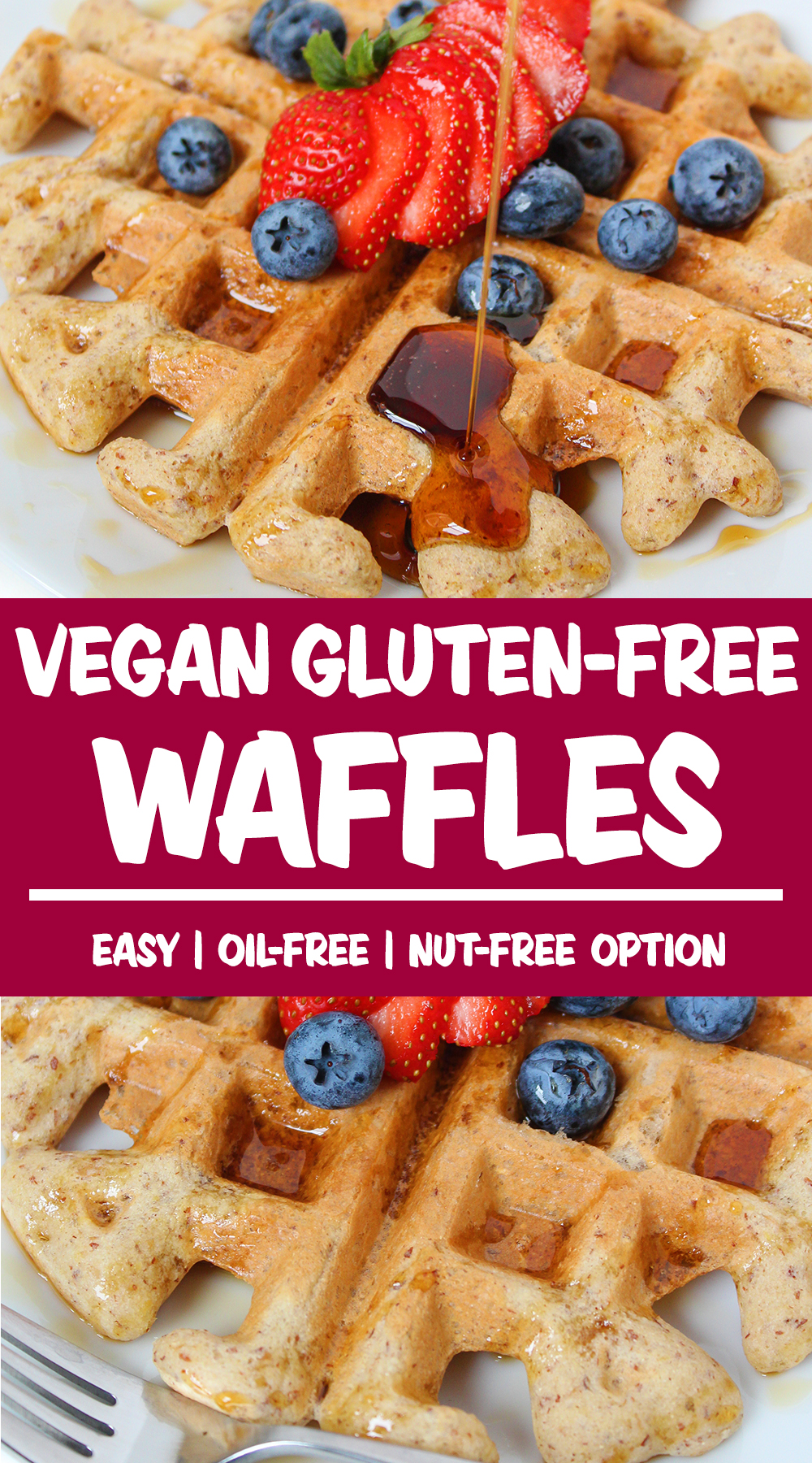 vegan waffles photo collage