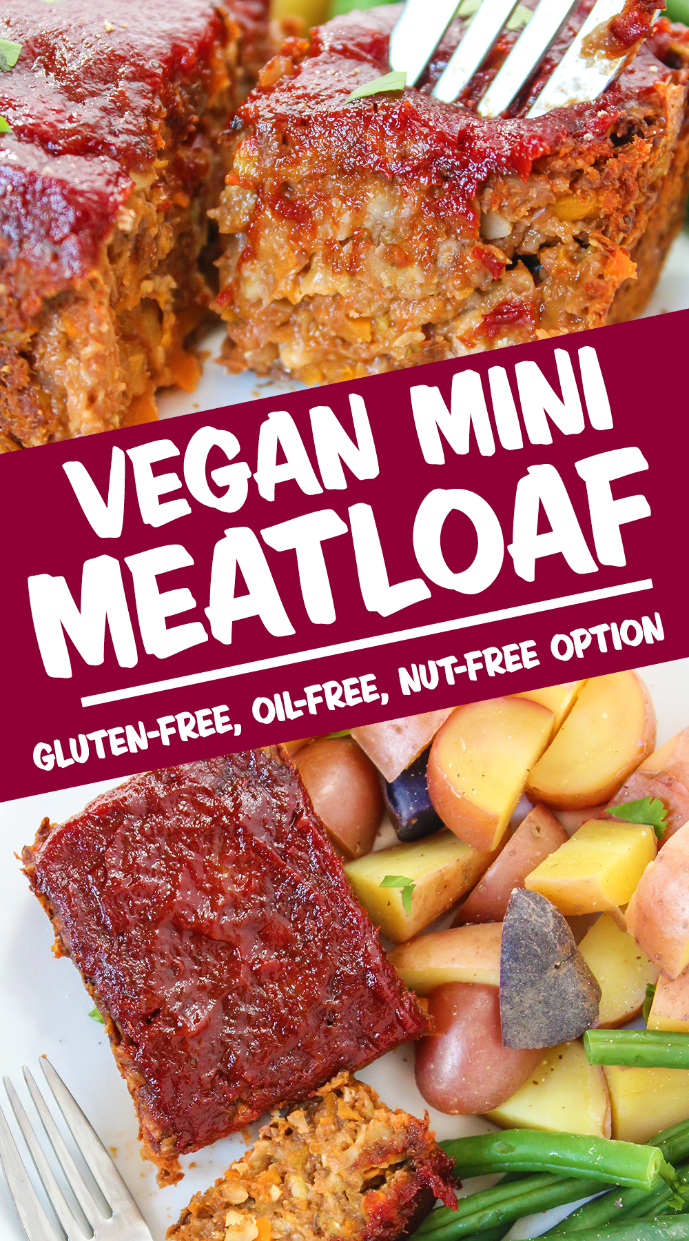 vegan mini meatloaf photo collage