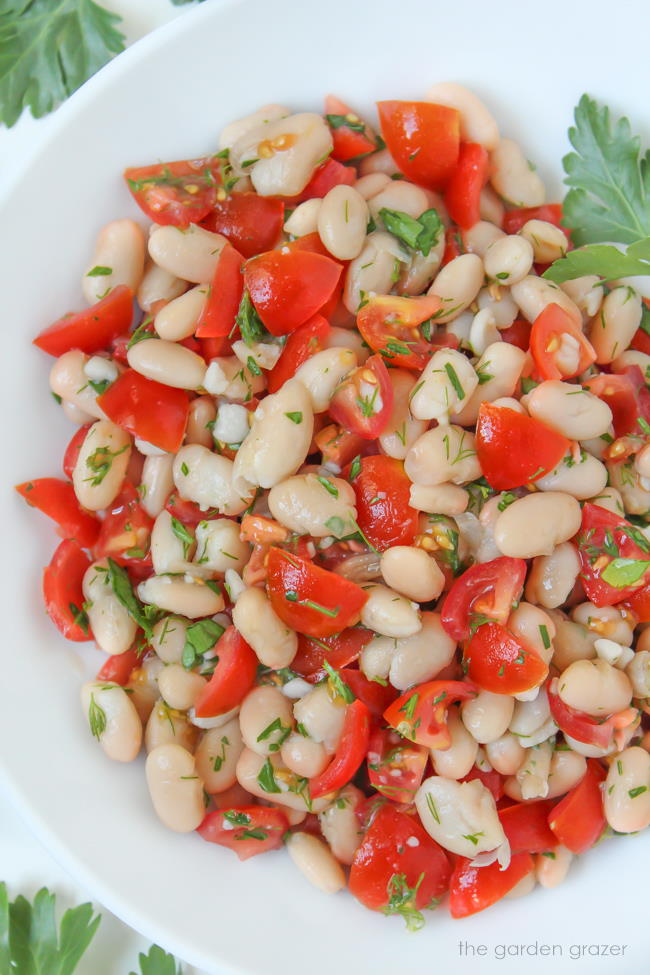 Bowl of beans with vinegar dressing