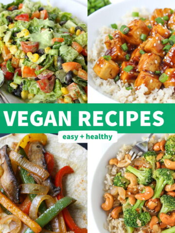 Vegan recipe index photo collage