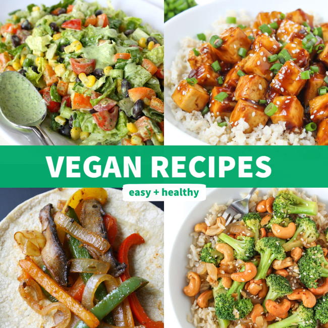 Vegan recipes in a photo collage