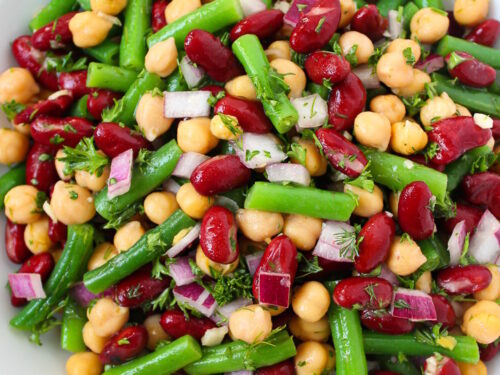Three Bean Salad with Vinegar Dressing (Oil-Free!) Three Bean Salad with Vinegar Dressing (Oil-Free!)