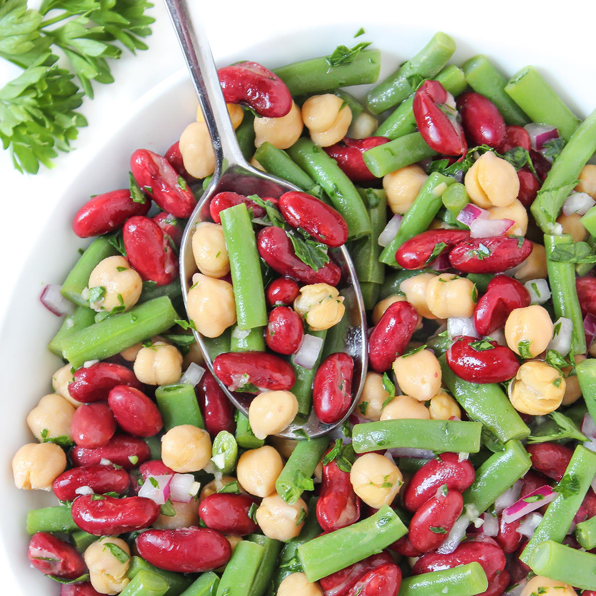 Three Bean Salad with Vinegar Dressing (OilFree!) The Garden Grazer