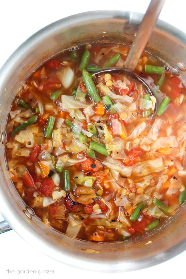 Soup cooking in a large stockpot