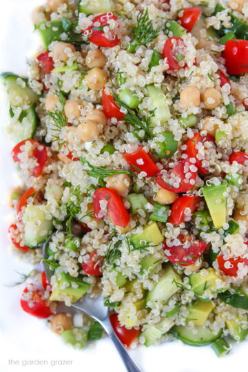 Quinoa Chickpea Salad with Dill Dressing (Easy!) - The Garden Grazer