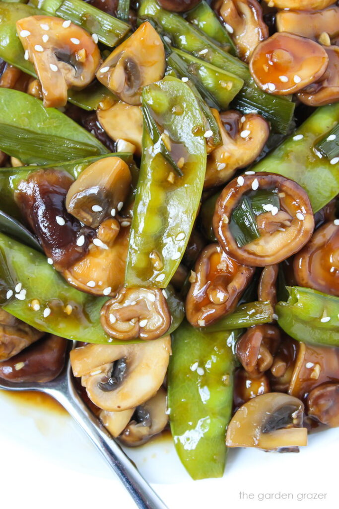 Teriyaki Mushrooms with Snow Peas (OilFree!) The Garden Grazer