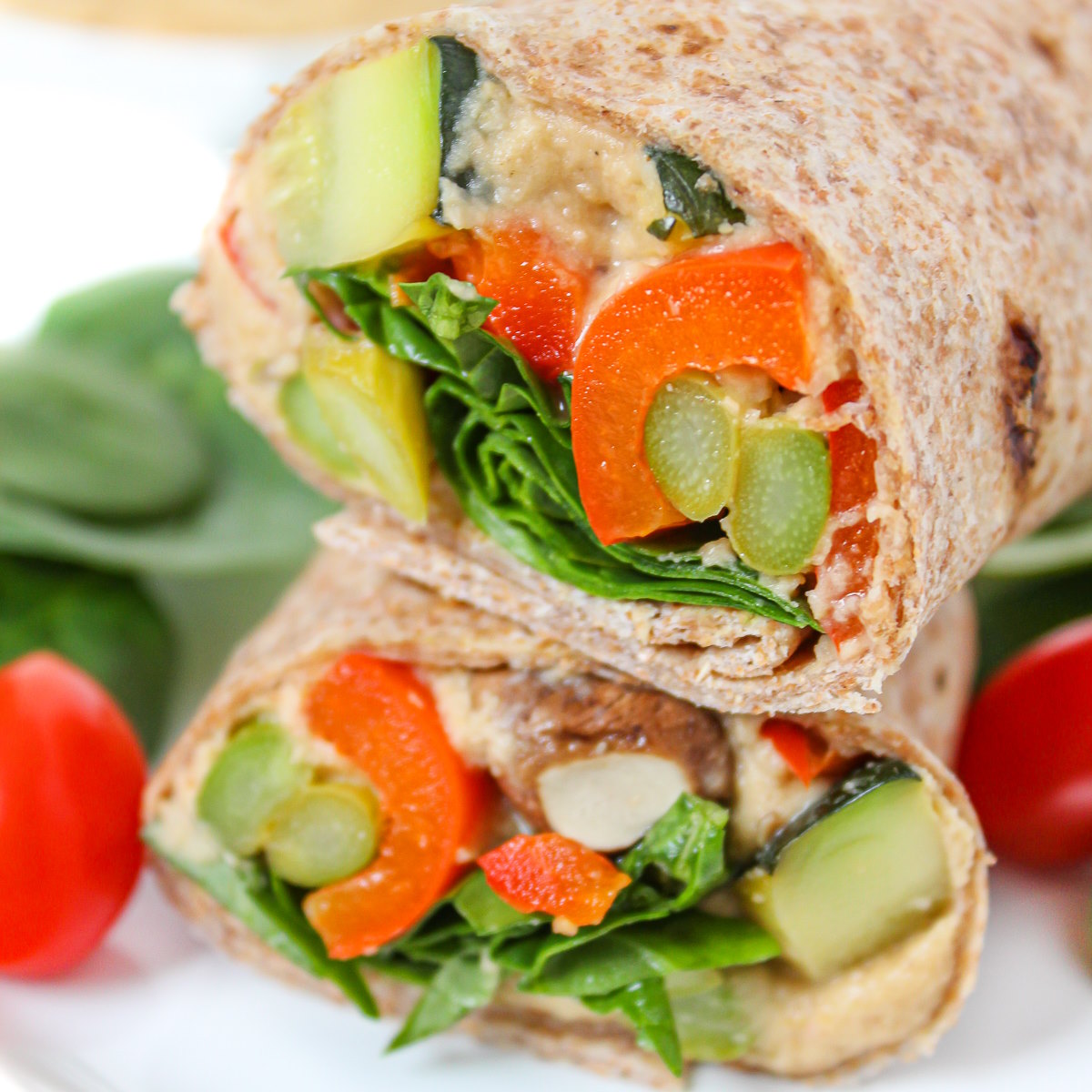 Roasted Veggie Wrap with Hummus The Garden Grazer